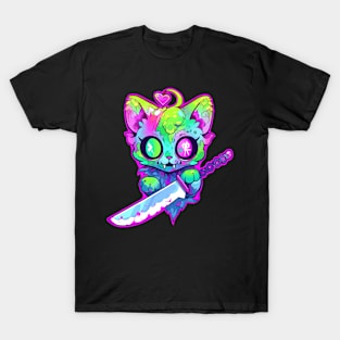 Zombie Cat Samurai EDM Festival Rave T-Shirt